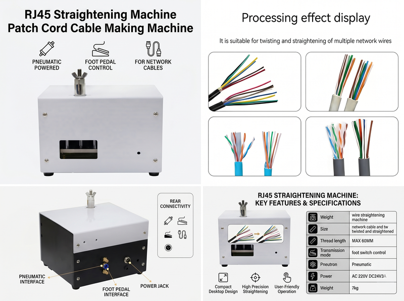 RJ45 스트레이트닝 머신 패치 케이블 제조 기계 JW-P08