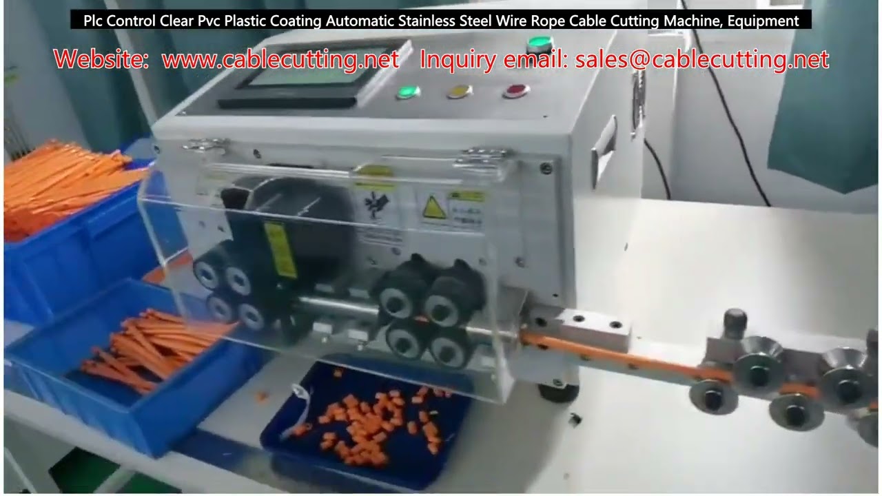 Plc Control Clear Pvc Plastic Coating Automatic Stainless Steel Wire Rope Cable Cutting Machine, Equ