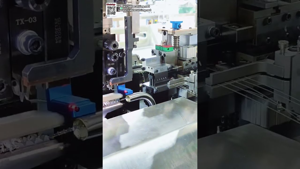 Máquina de crimpagem de terminais de cinco fios com cabeça dupla para processamento síncrono de m...